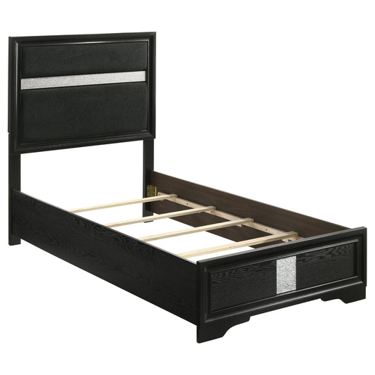 Miranda 55-inch Upholstered Twin Panel Bed Black