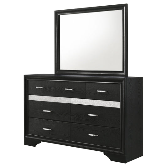 Miranda 7-drawer Dresser with Mirror Black