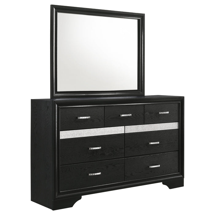 Miranda 7-drawer Dresser with Mirror Black