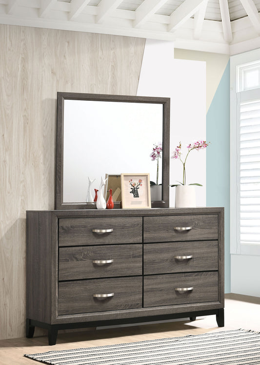 Watson 6-drawer Dresser with Mirror Grey Oak