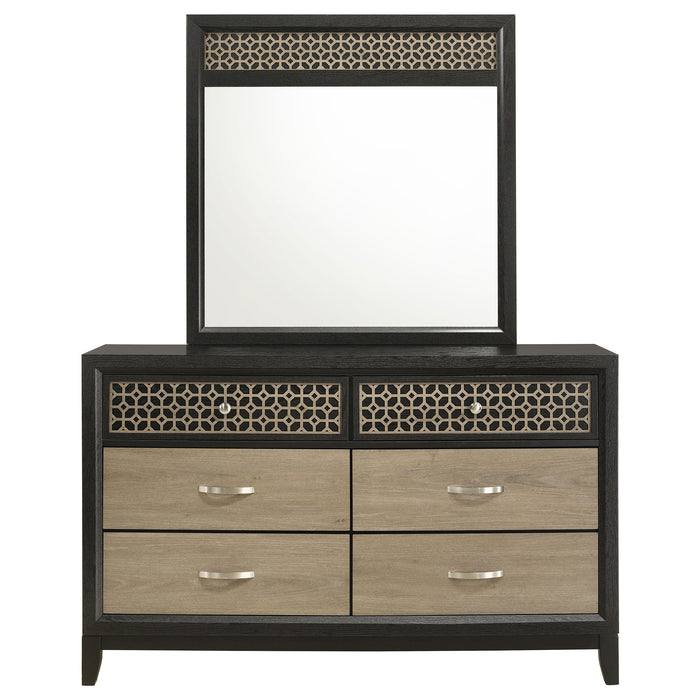 Valencia 6-drawer Dresser with Mirror Black