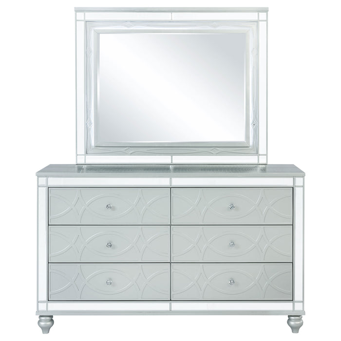 Gunnison 6-drawer Dresser with Mirror Silver Metallic