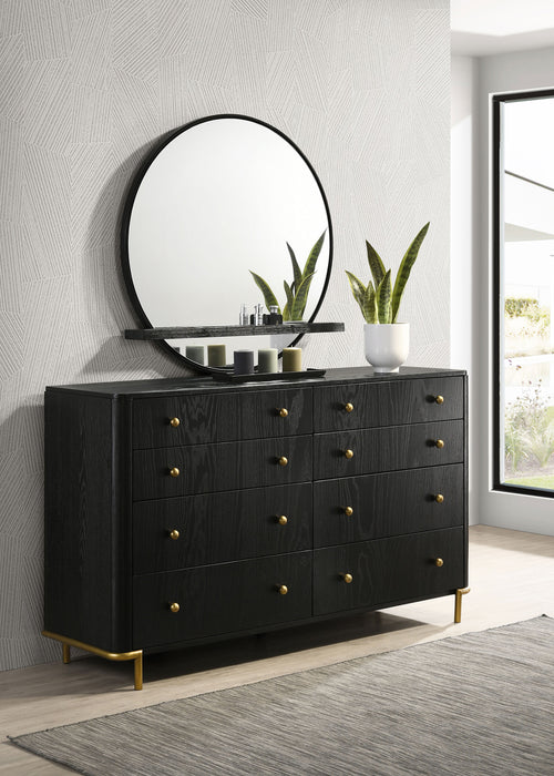 Arini 8-drawer Dresser with Mirror Black