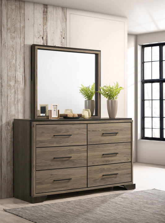 Baker 6-drawer Dresser with Mirror Light Taupe