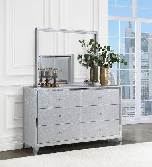 Larue 6-drawer Dresser with Mirror Silver