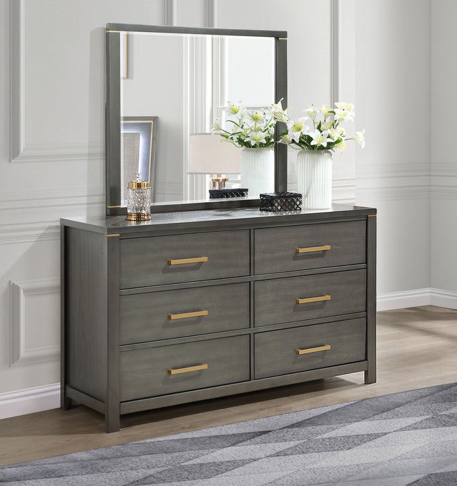 Kieran 6-drawer Dresser with Mirror Grey