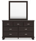 Covetown Full Panel Bed with Mirrored Dresser and Chest