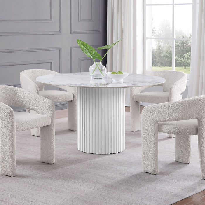 Acadia Round 53-inch Sintered Stone Top Dining Table White