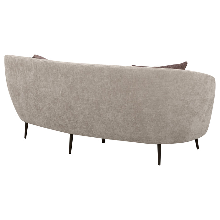 Ellorie Upholstered Channel Back Curved Sofa Beige