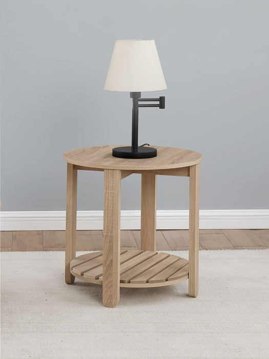 Fowler 1-shelf Round Engineered Wood Side End Table Natural