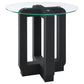 Acklin Round Clear Glass Top Side End Table Black