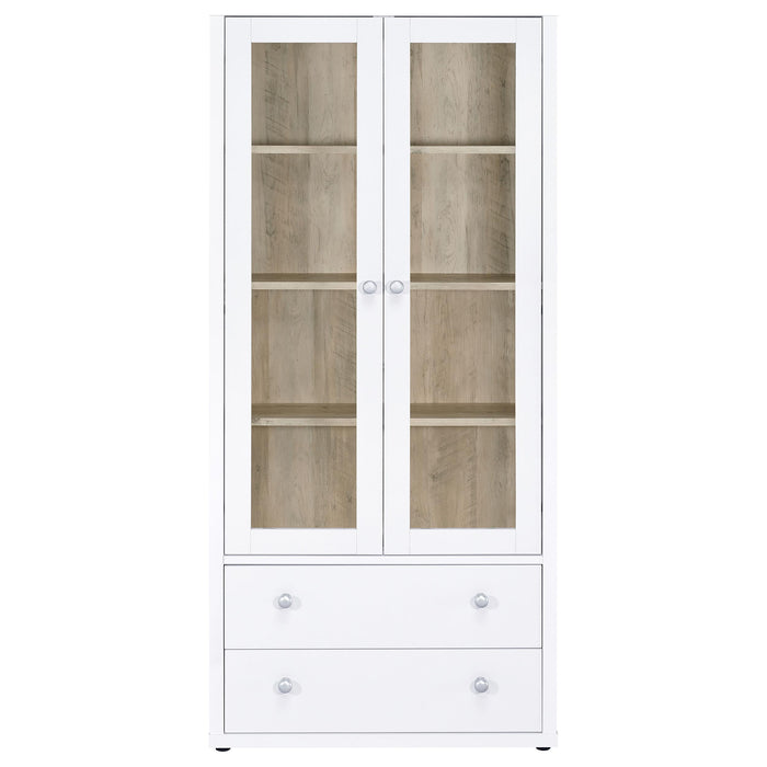 Hawthorne 4-shelf Glass Door Tall Cabinet with Drawers White