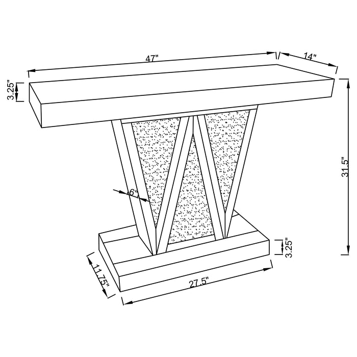 Crocus Rectangular Mirrored Entryway Console Table Silver