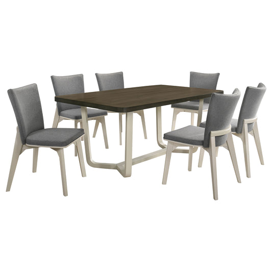 Biloxi 7-piece 71-inch Rectangular Dining Set Greyish Brown