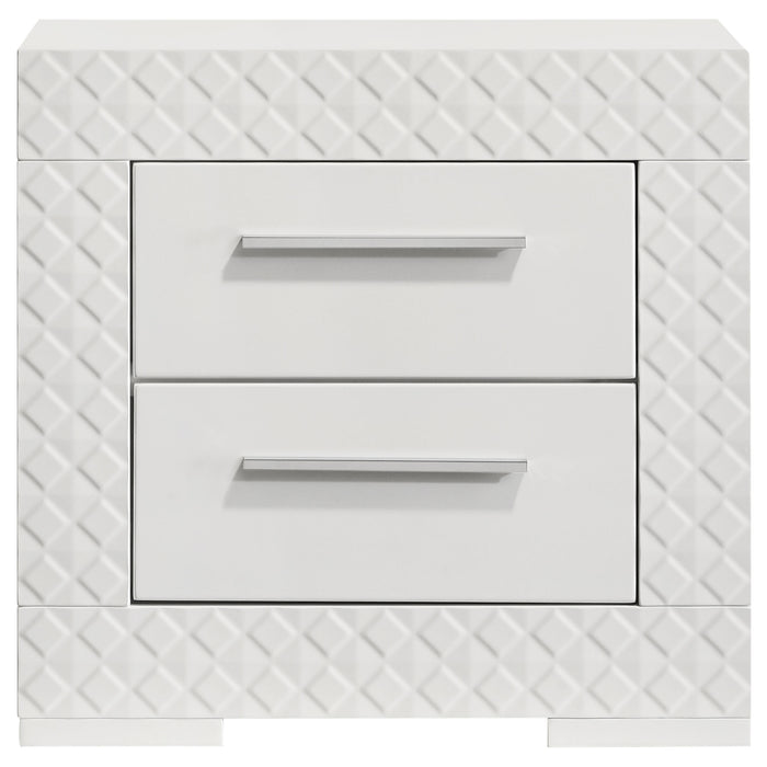 Ives 2-drawer Nightstand Bedside Table White High Gloss