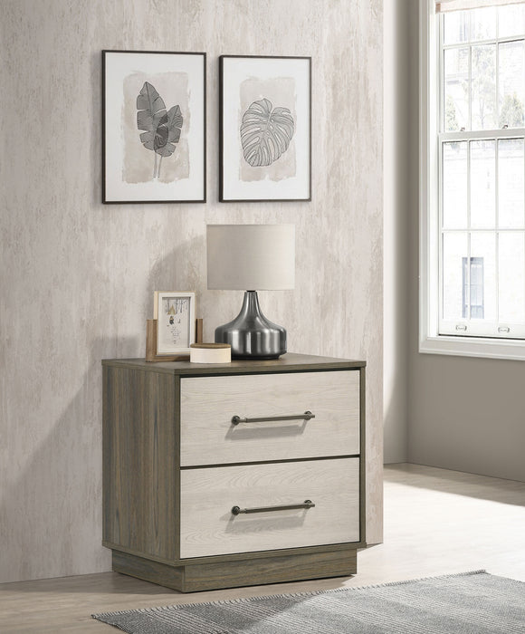 Fenwick 2-drawer Nightstand Bedside Table Grey Oak