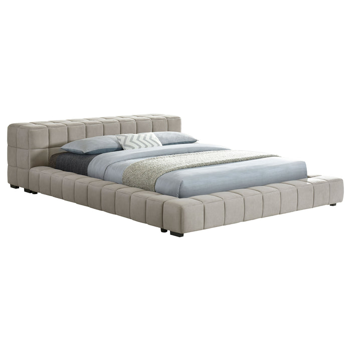 Trinity Upholstered Cal King Platform Bed Light Taupe