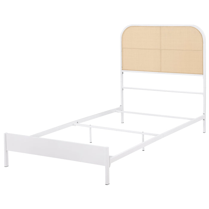 Amherst Radio Weave Rattan Metal Twin Bed White