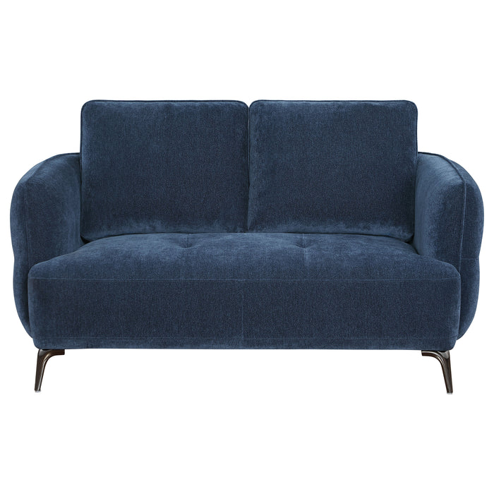 Lively Chenille Upholstered Modern Track Arm Loveseat Blue