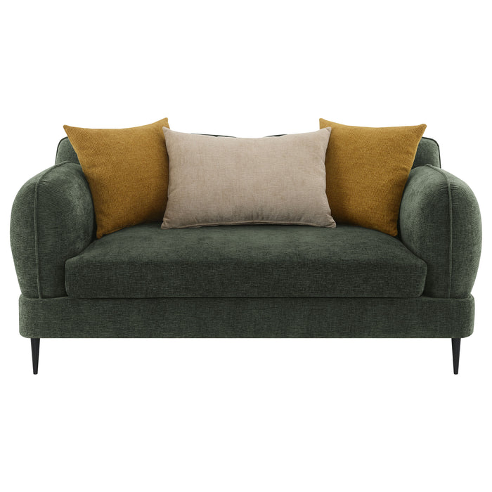 Jade Chenille Upholstered Modern Track Arm Loveseat Green