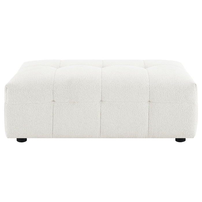 Everly Boucle Upholstered Rectangular Ottoman Off White