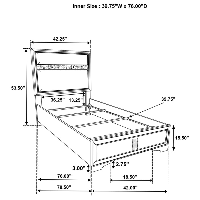 Miranda 55-inch Upholstered Twin Panel Bed White