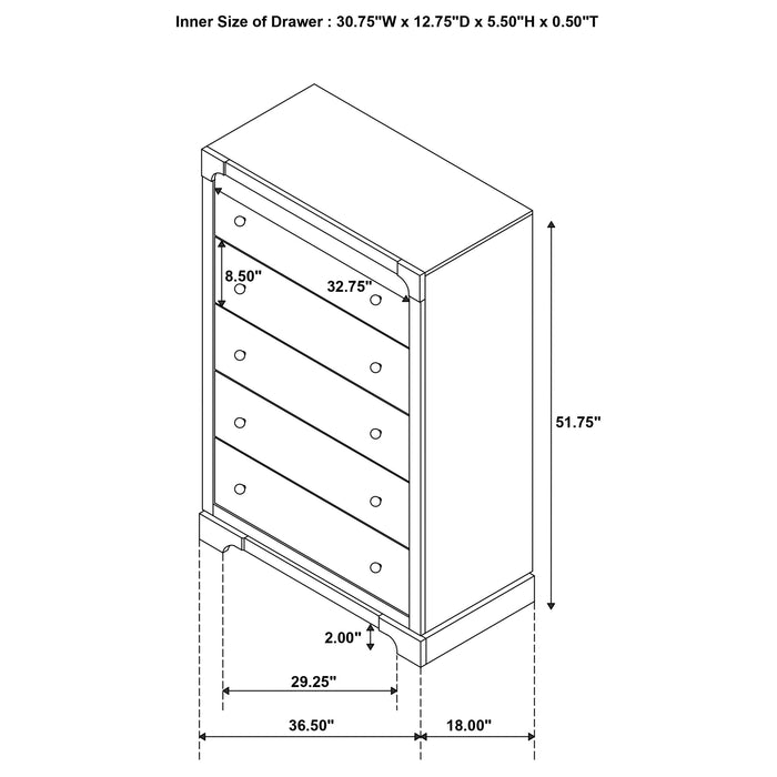 Gran Park 5-drawer Bedroom Chest of Drawers Dark Cocoa