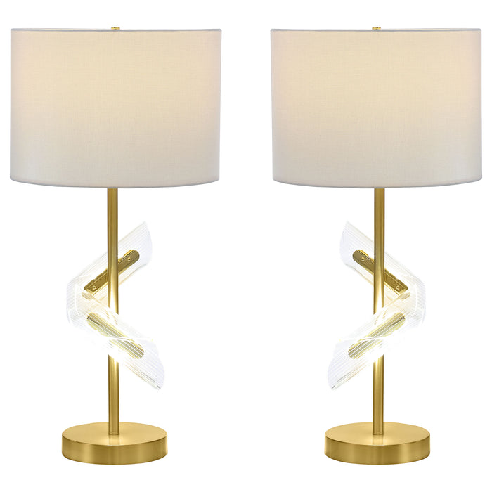 Kingsley 30-inch Drum Shade Table Lamp Gold (Set of 2)