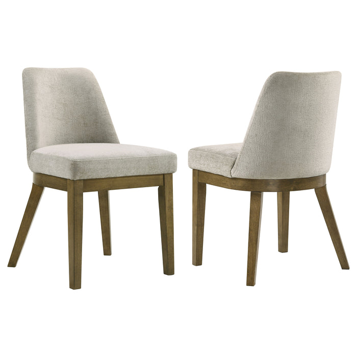 Castlewood Upholstered Dining Side Chair Brown Oak (Set of 2)