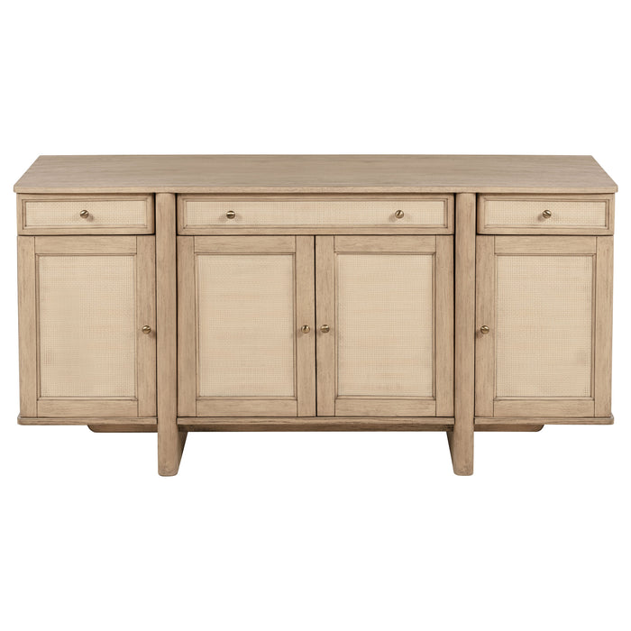 Kailani 4-door Cane Sideboard Buffet Cabinet Beige Oak