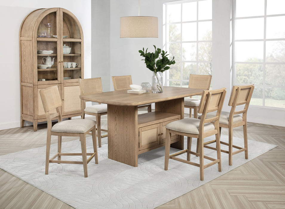 Kailani 8-piece Counter Dining Set with Cabinet Beige Oak