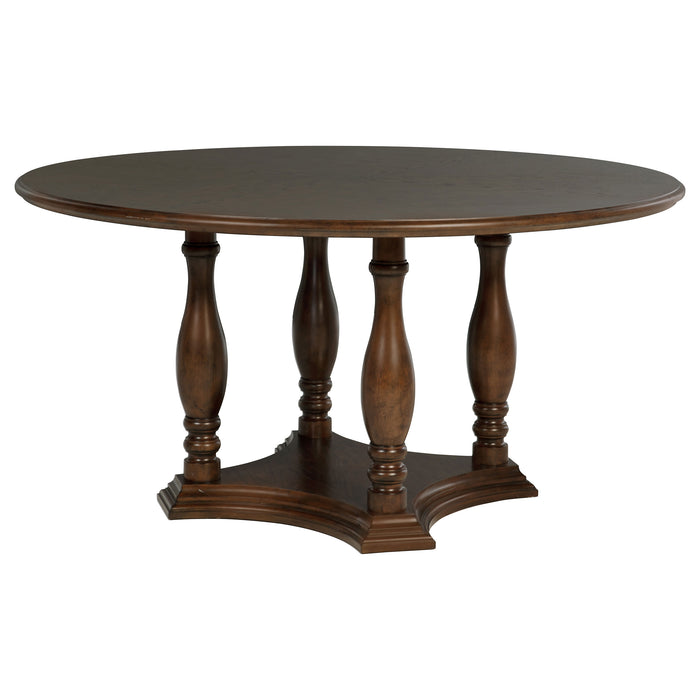 Landon 7-piece 60-inch Round Dining Table Set Rich Brown