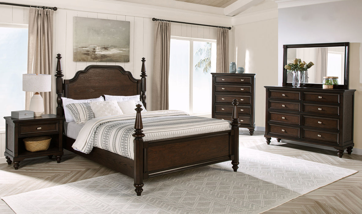 Andover 63-inch Four Poster Eastern King Bed Dark Oak