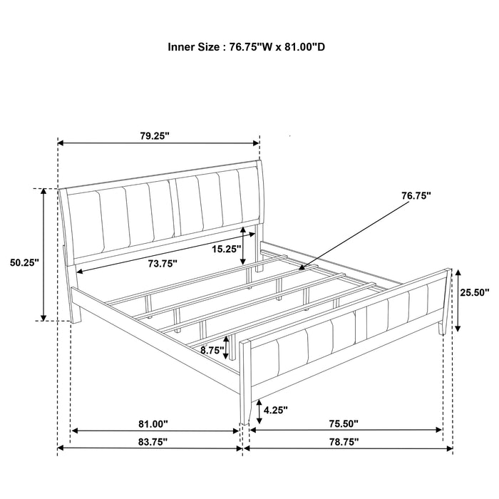 Wilkes 51-inch Upholstered Eastern King Bed Dark Cocoa