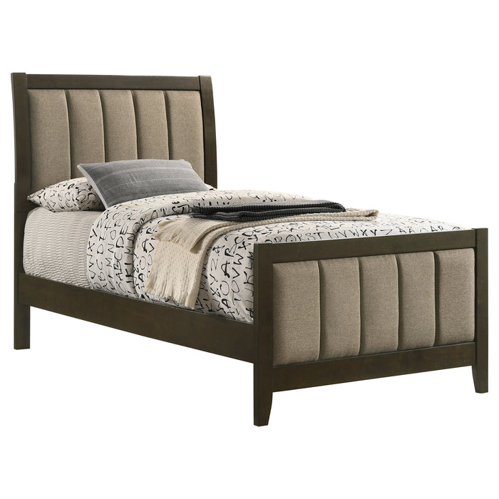 Wilkes 51-inch Upholstered Twin Bed Dark Cocoa