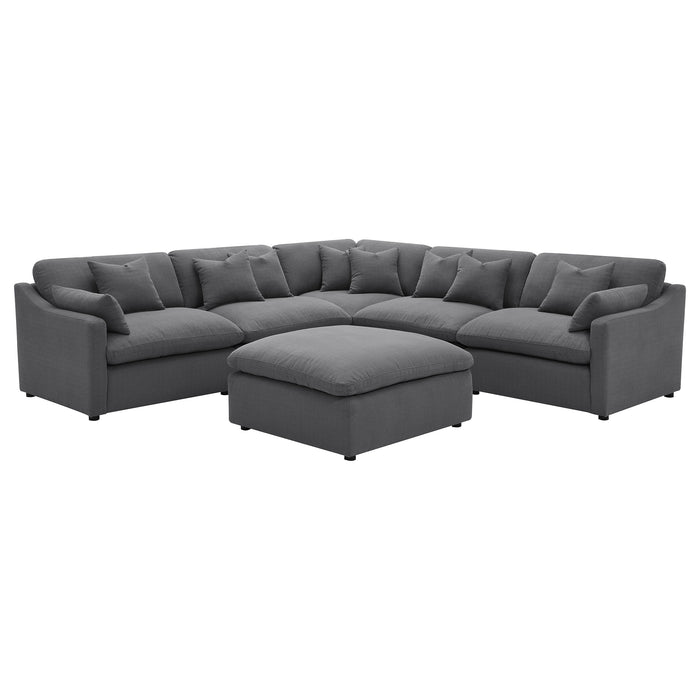 Hobson 6-piece Upholstered Modular Sectional Sofa Charcoal