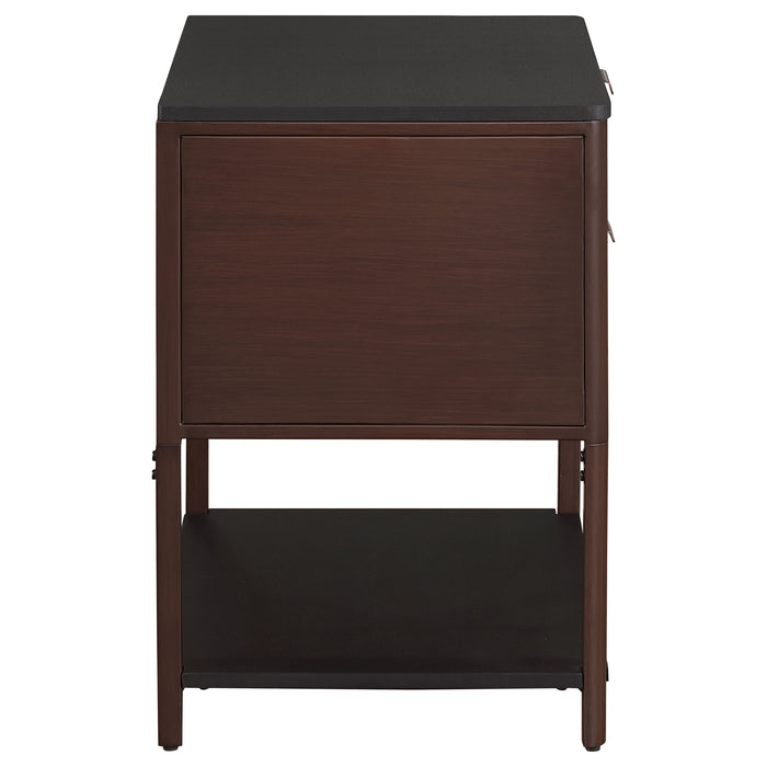 Zimmerlee 2-drawer Side Table with Shelf Rust Brown