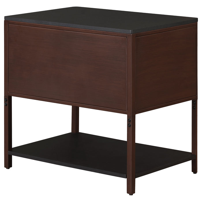 Zimmerlee 2-drawer Side Table with Shelf Rust Brown