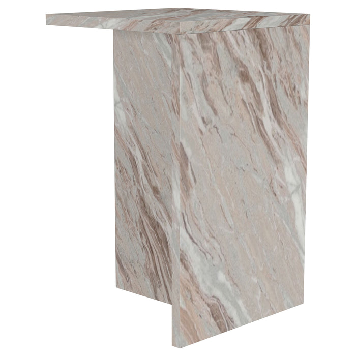 Bowdoin Genuine Marble Accent Side Table Grey