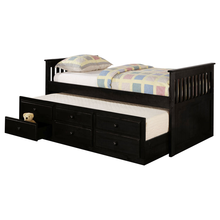 Rochford 3-drawer Twin Bed with Captains Trundle Black