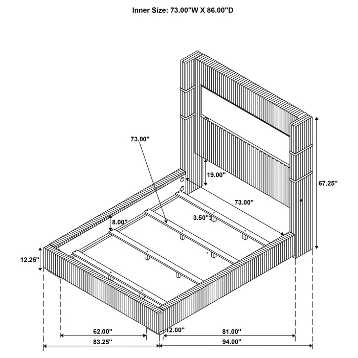 Tisdall 67-inch Upholstered Cal King Fireplace Bed Grey