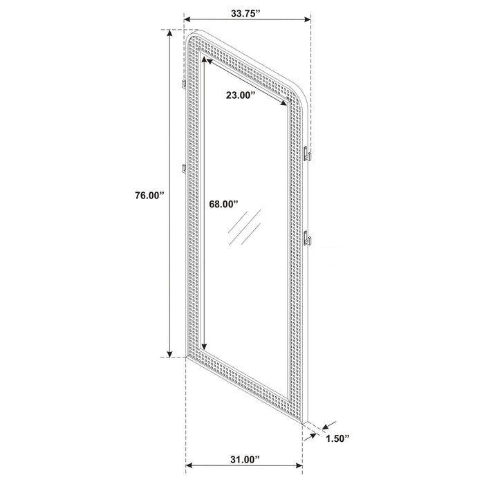 Arini Cane Weave Full Length Standing Floor Mirror Sand Wash