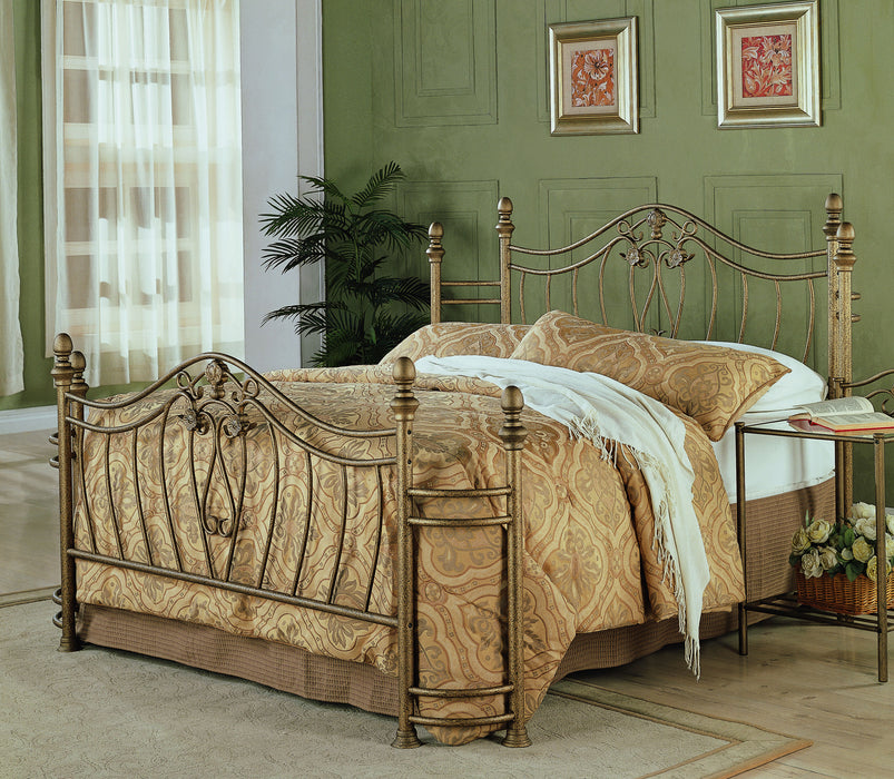 Sydney Metal Queen Open Frame Bed Brushed Gold