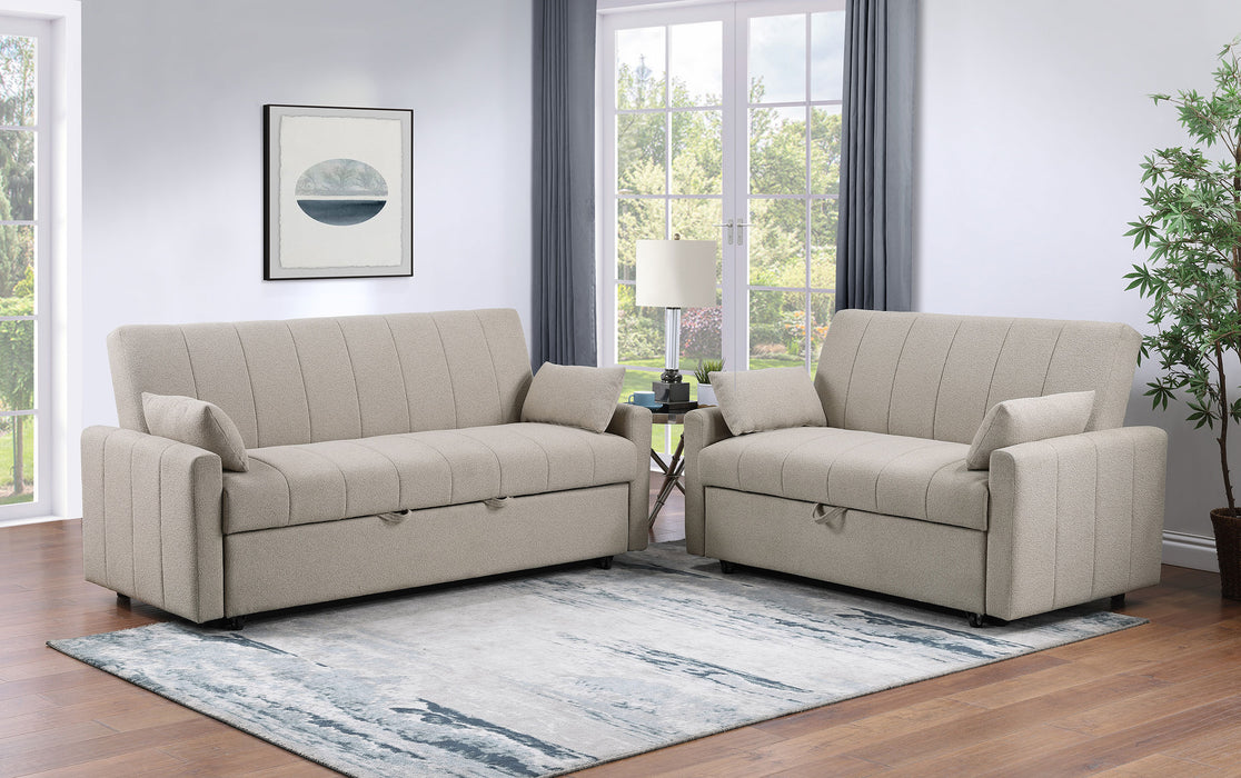 Portland Boucle Upholstered Sleeper Sofa Bed Latte