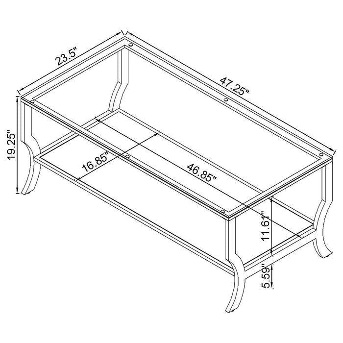 Saide Rectangular Glass Top Coffee Table Chrome