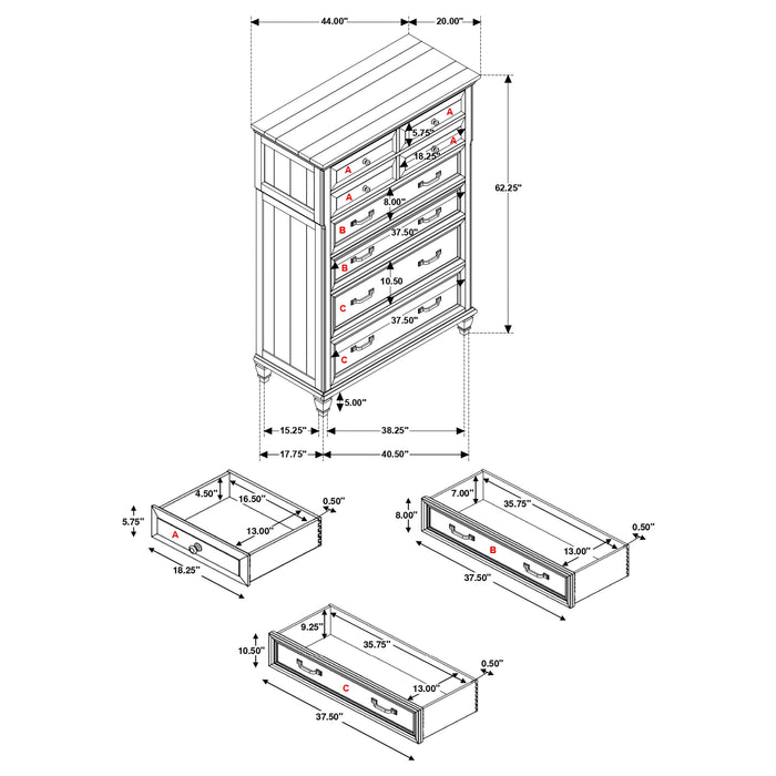 Avenue 8-drawer Bedroom Chest Weathered Burnished Brown