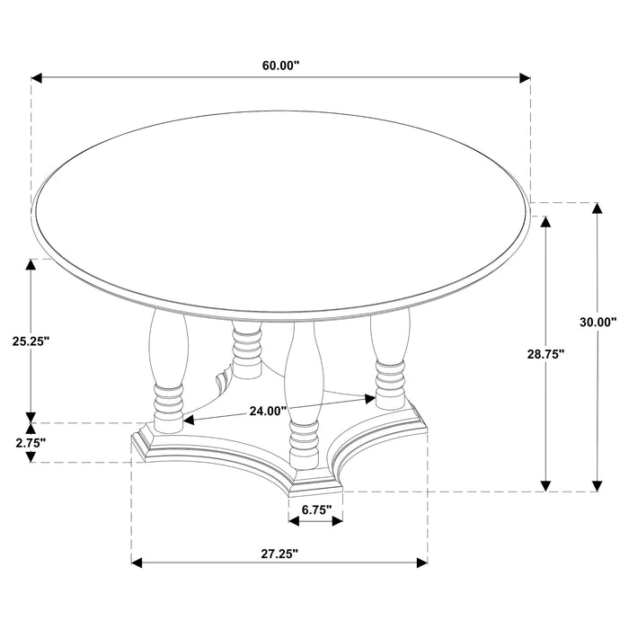 Landon 7-piece 60-inch Round Dining Table Set Rich Brown