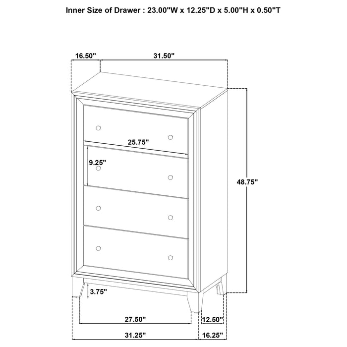 Welsley 4-drawer Chest of Drawers Walnut