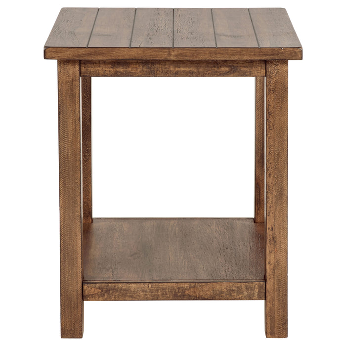 Payne Wood End Table with Shelf Distressed Brown