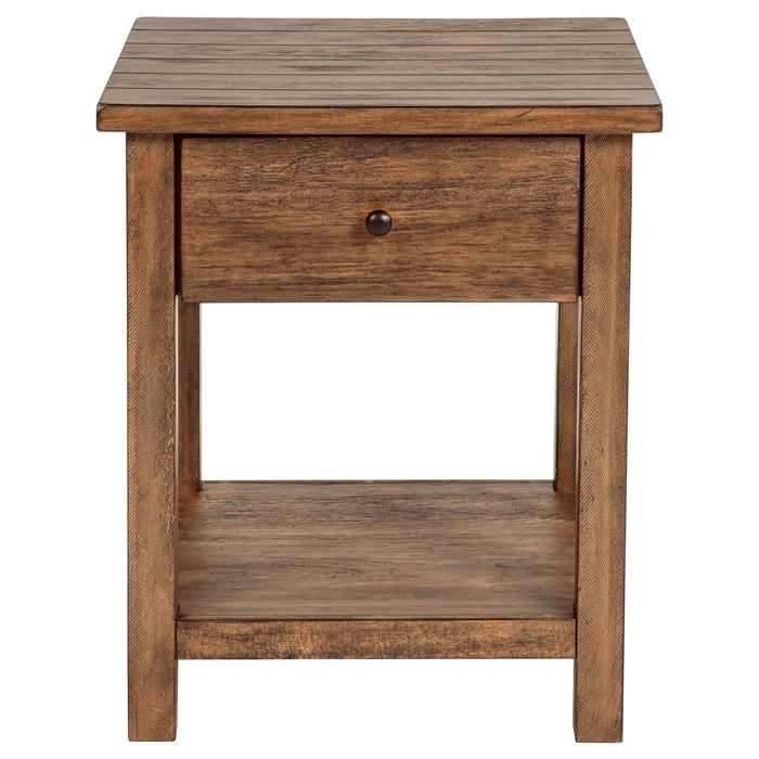 Payne 1-drawer Wood End Table with Shelf Distressed Brown